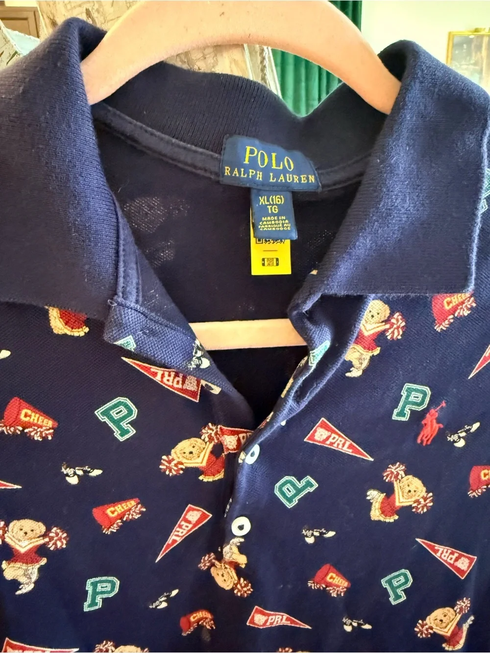 Polo by Ralph Lauren Navy Cheerleader Teddy Bear Polo Shirt